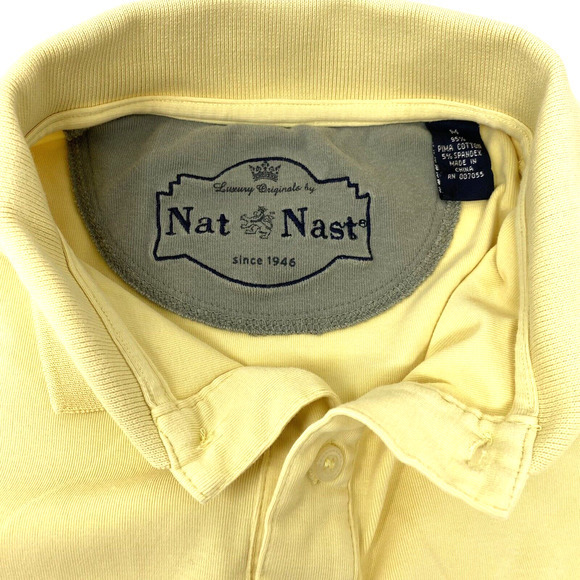 Nat Nast Polo Shirt Size Medium Short Sleeve Pima Cotton Champagne Color - Picture 2 of 6